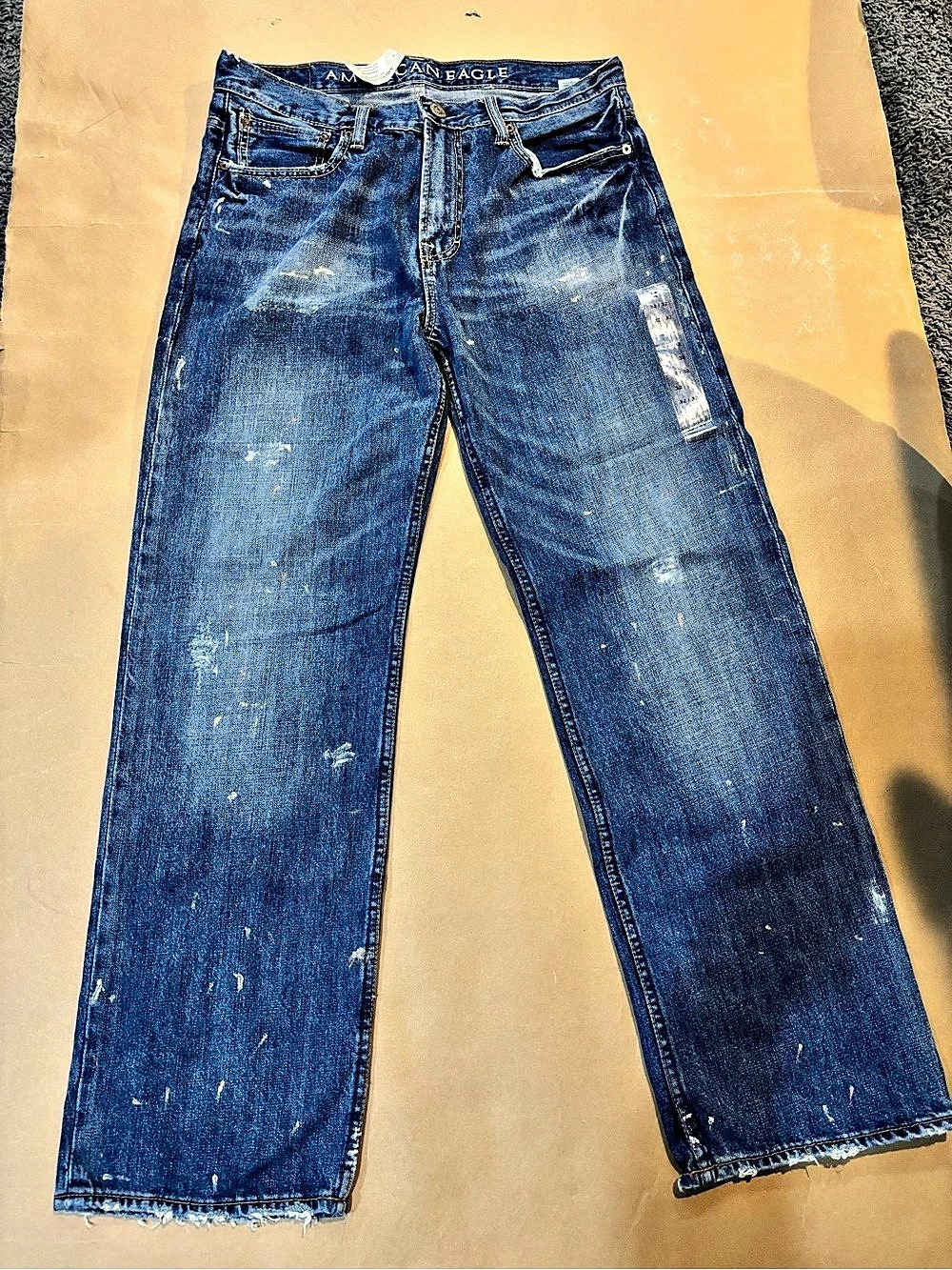 American Eagle Men's Blue Distressed Jeans Waist 32 nwt Vintage wide leg early2k